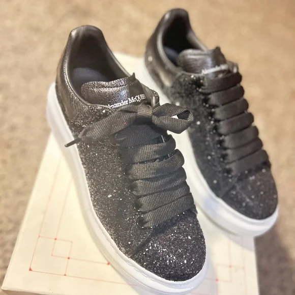 Black Alexander Mcqueen Oversized Glitter Sneakers Mcqueen